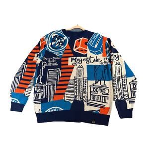 Majestik Sweater - City Graphic - Dark Blue - SW2238 Size L
